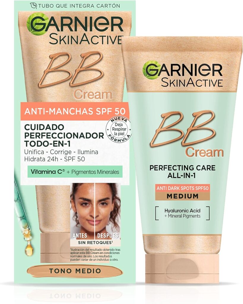 BB Cream all-in-on FPS 50 | Garnier, à venda na Amazon (link de afiliado), na categoria de maquilhagem